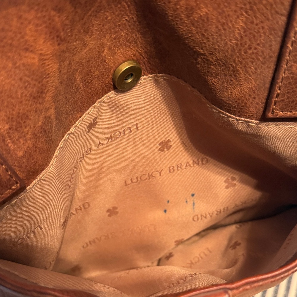 Lucky Brand Boho Brown Leather Tote Bag - Picture 3 of 6